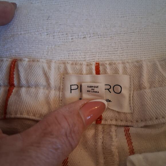 Anthropologie Pilcro The Izzie Barrel Pull on Pants Stripped Embroidery Women-M - Picture 10 of 10